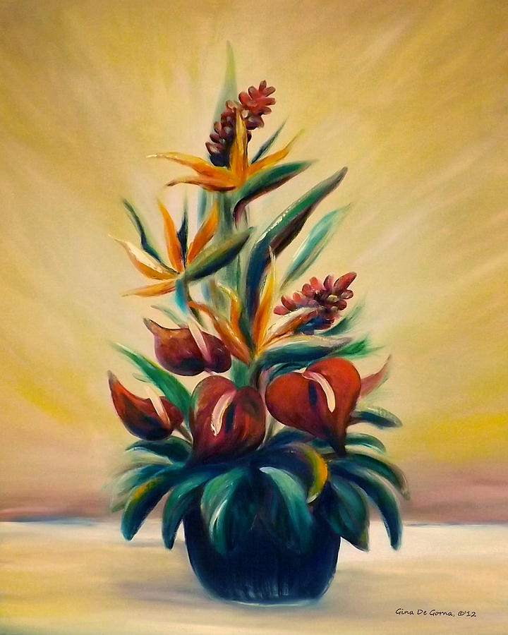 Tropical Flowers Painting by Gina De Gorna