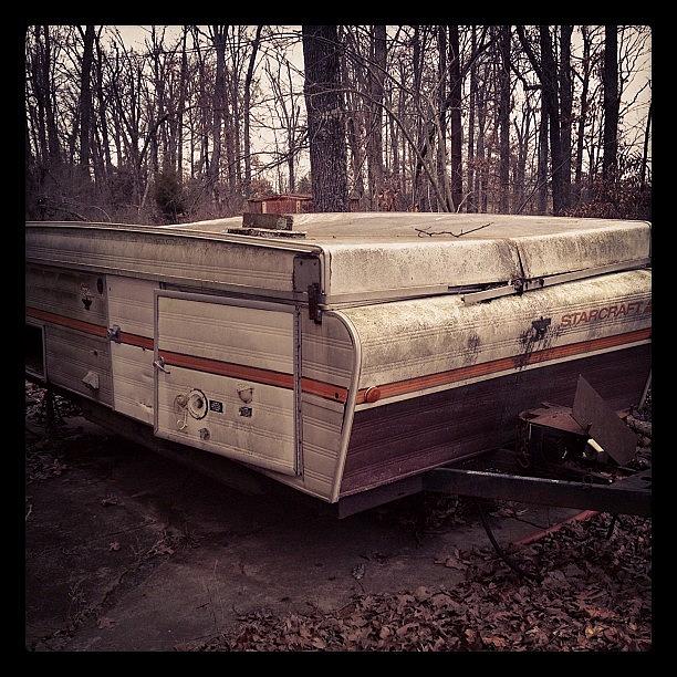 80s Pop-up Camper Behind An Abandoned Photograph by Elizabeth Fitzgerald