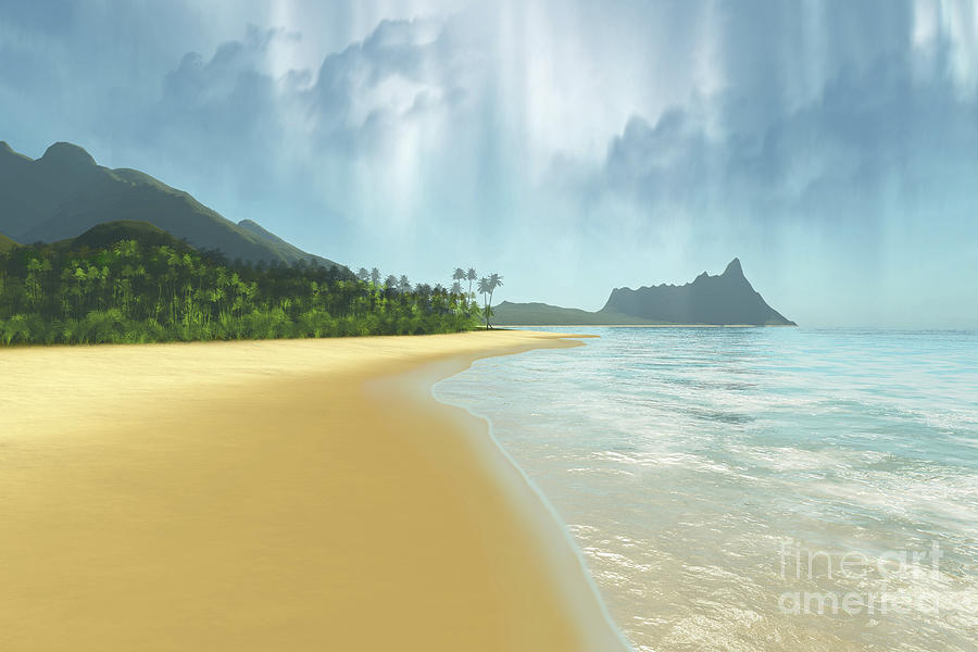 Fantasy Digital Art - A Beautiful Tropical Island With Palm by Corey Ford