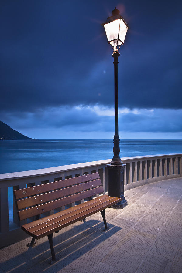 A Bench And Light Post Along The Photograph by David DuChemin