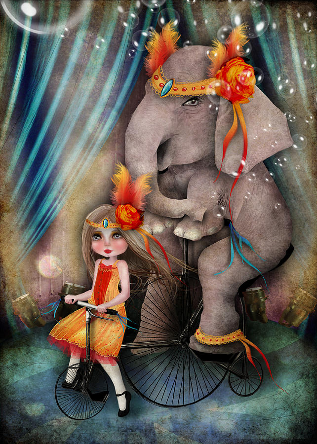Circus Digital Art - A Bicycle Made For Two by Jessica Von Braun Circus Digital Art - A Bicycle Made For Two by Jessica Von Braun
