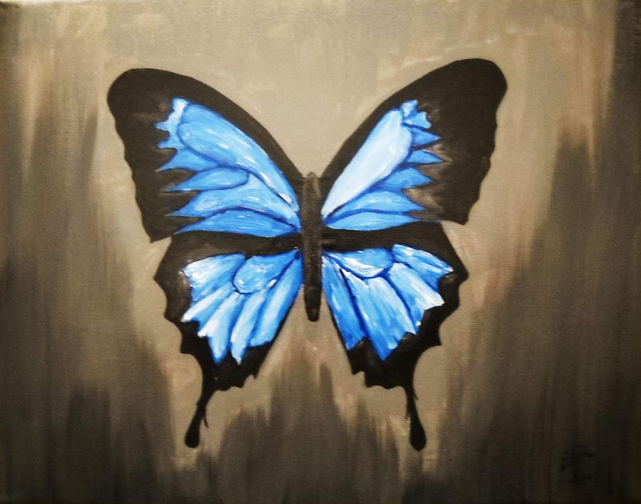 A Blue Butterfly Painting by Edwin Alverio