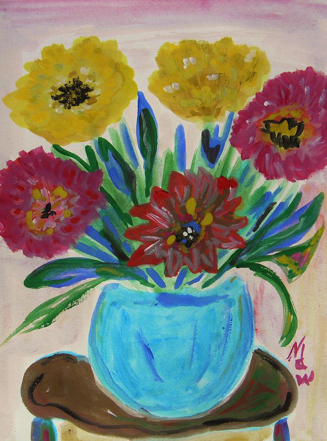 A Blue Vase Filled with Summer Painting by Mary Carol Williams
