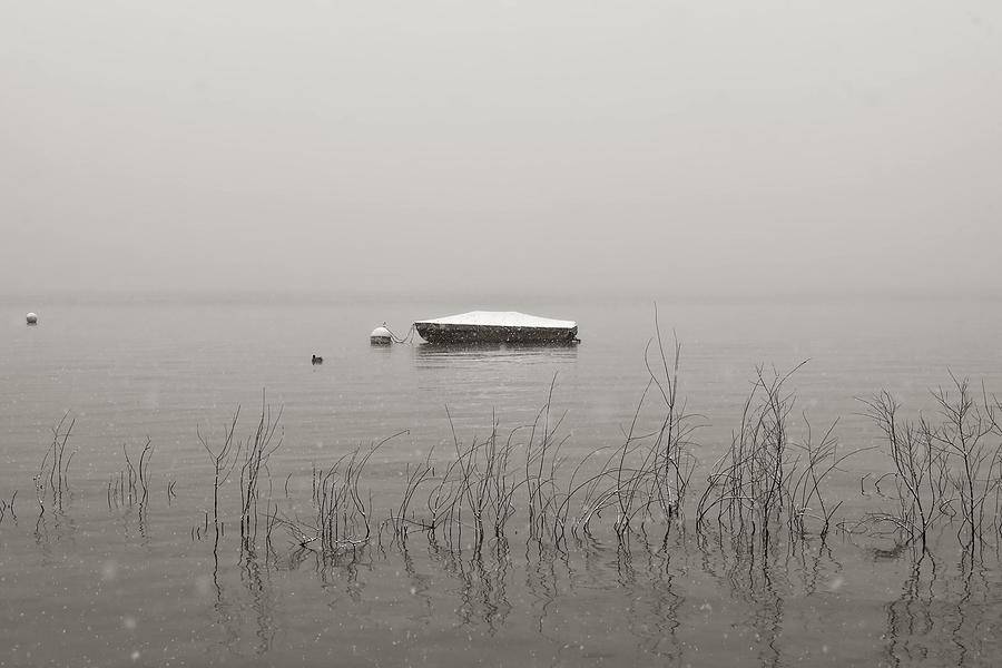 Winter Photograph - A Boat With Snow by Joana Kruse