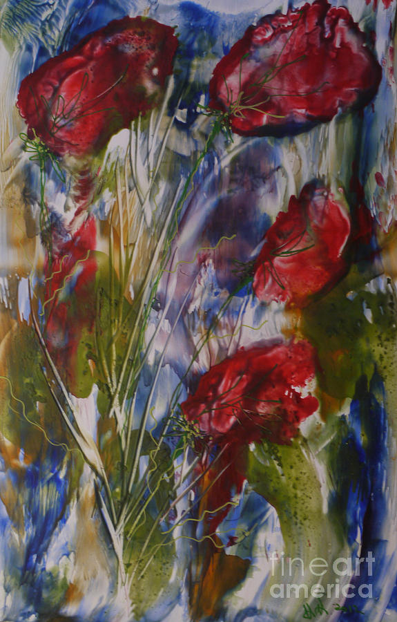 A bouquet in motion Painting by Heather Hennick