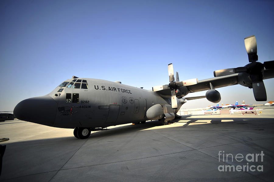 Transportation Photograph - A C-130 Hercules Is On Display by Stocktrek Images