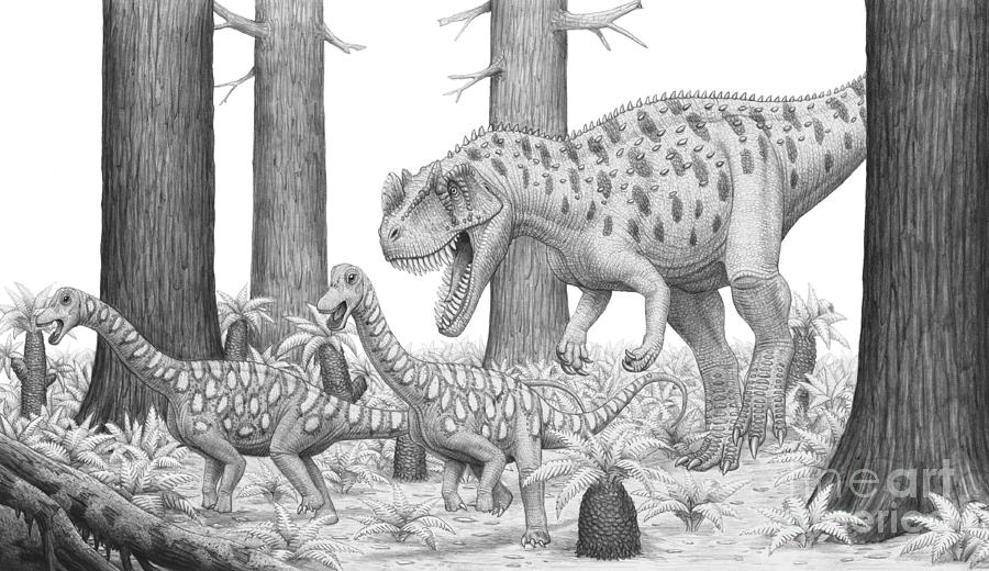 Dinosaur Digital Art - A Ceratosaurus Chasing Young by Heraldo Mussolini