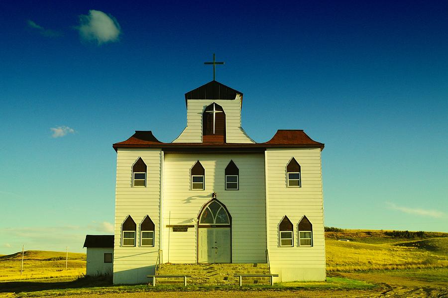 Architecture Photograph - Church and school in Bainville Montana by Jeff Swan