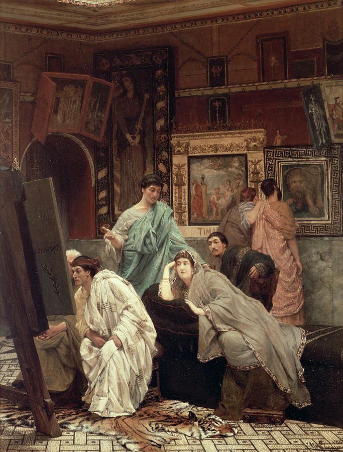 A Collector of Pictures at the Time of Augustus Painting by Lawrence Alma-Tadema
