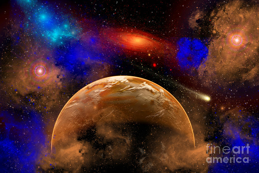 A Colorful Star System Illuminated Digital Art by Mark Stevenson - Pixels