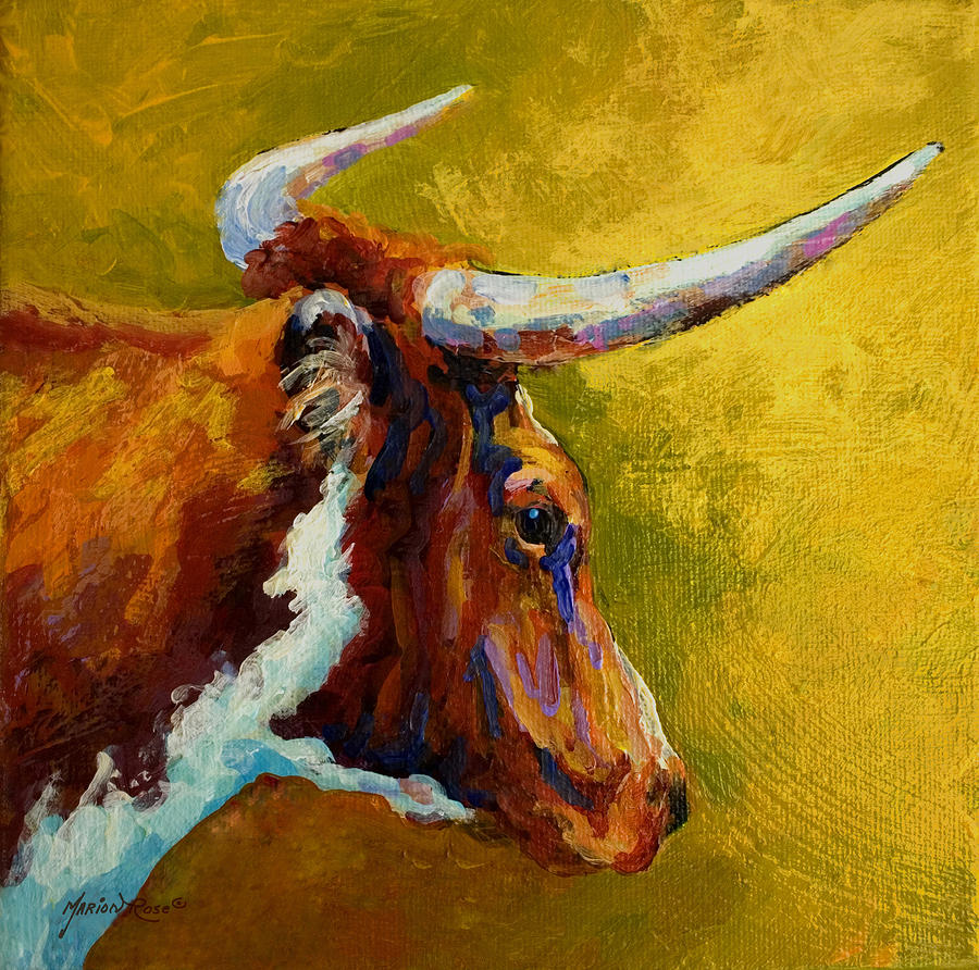 A Couple Of Pointers - Longhorn Steer by Marion Rose