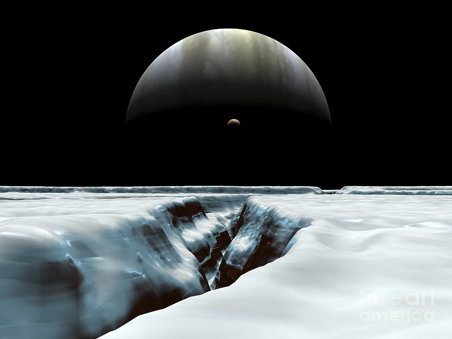 A Crescent Jupiter And Volcanic Digital Art by Walter Myers