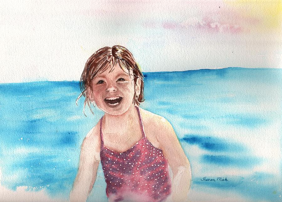 Sunset Painting - A Day at the Beach Makes Everyone Smile by Sharon Mick