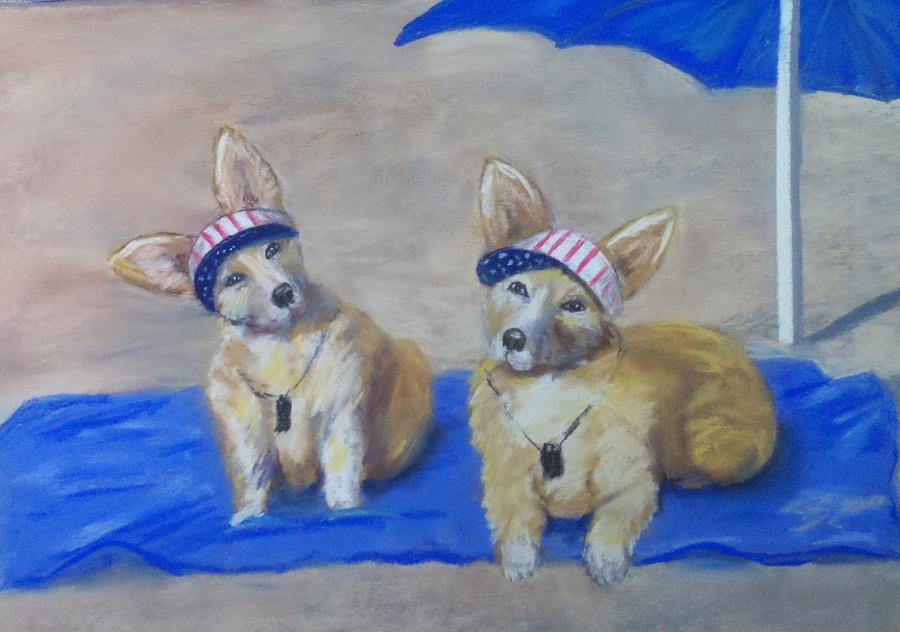 Dog Painting - A Day at the Beach by Trudy Morris
