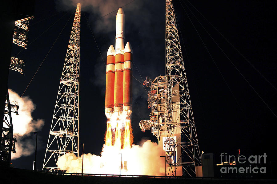 Space Photograph - A Delta Iv Heavy Rocket Lifts Off by Stocktrek Images Space Photograph - A Delta Iv Heavy Rocket Lifts Off by Stocktrek Images