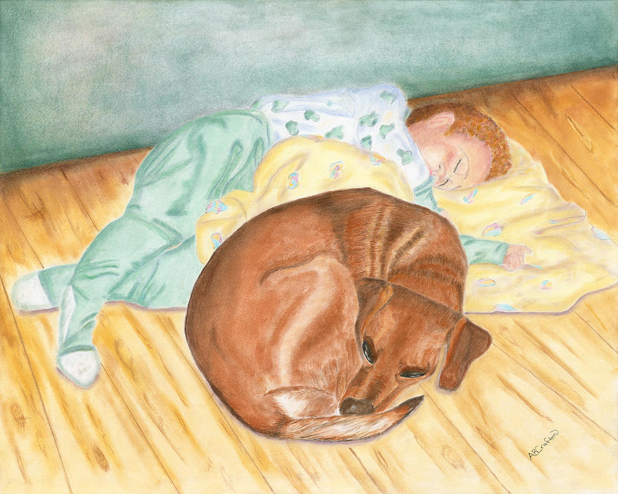 A Dog and Her Boy Painting by Arlene Crafton