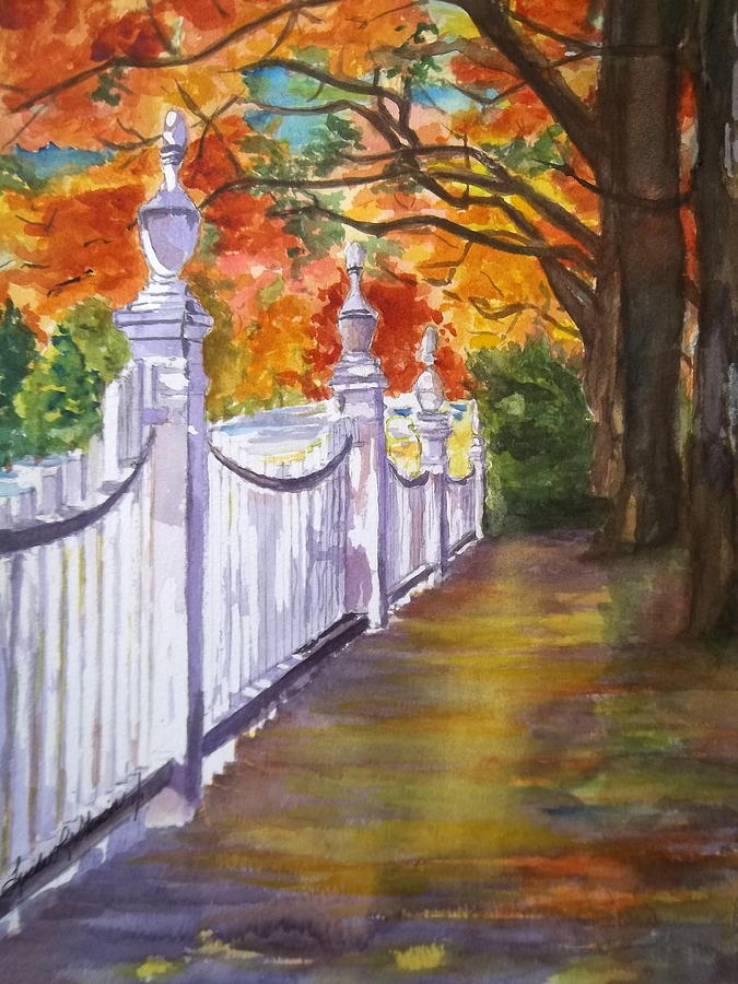 Fall Painting - A Fall Walk by Linda L Stinson