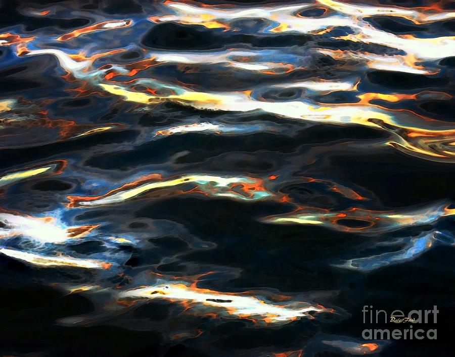 Sunset Digital Art - A Fire on the Water by Dale   Ford