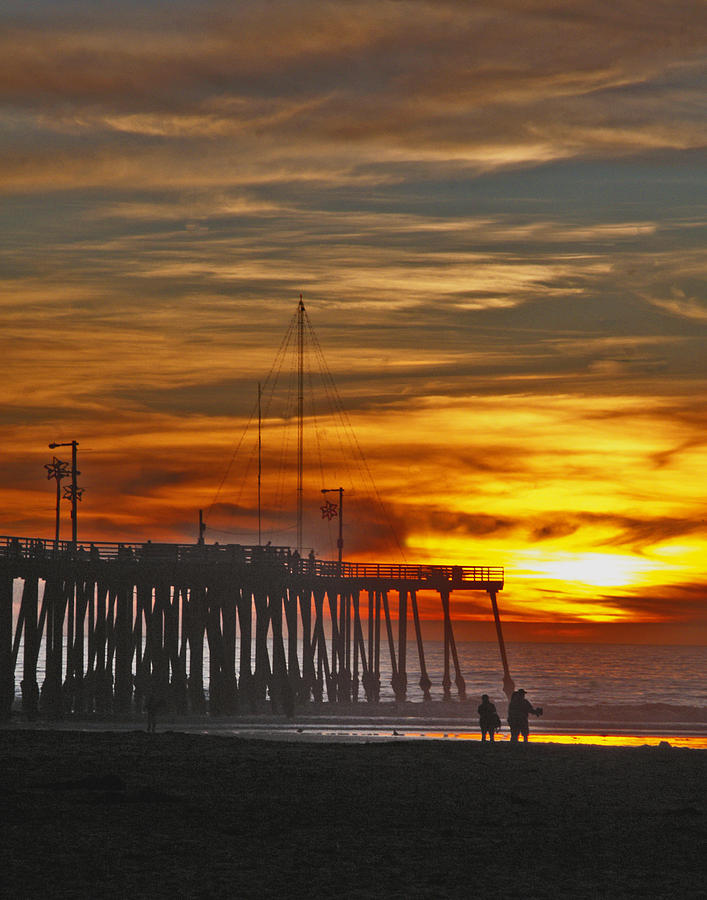 A Firey Sunset- Pismo Beach Photograph by Gary Brandes