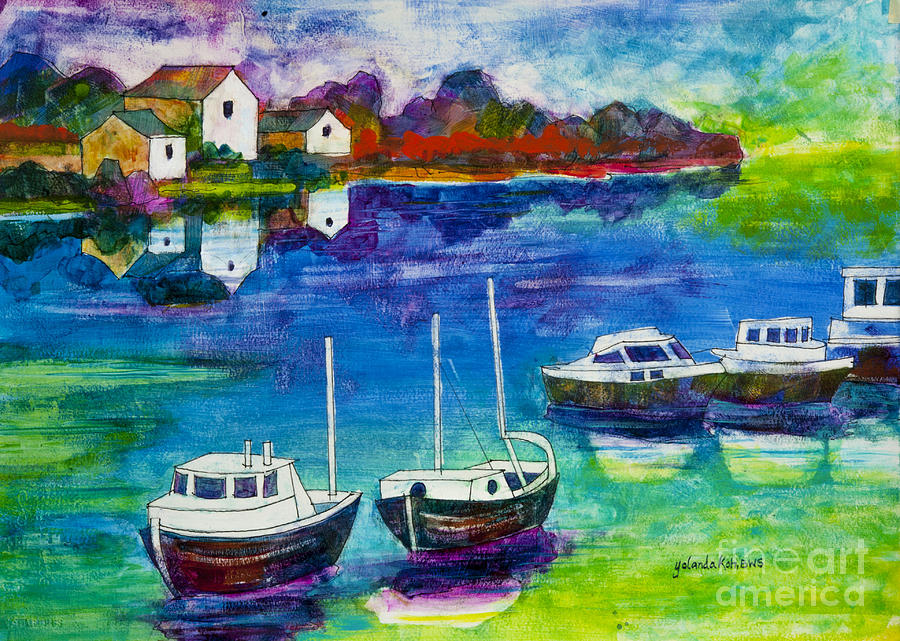 Boat Painting - A Fishing Village by Yolanda Koh