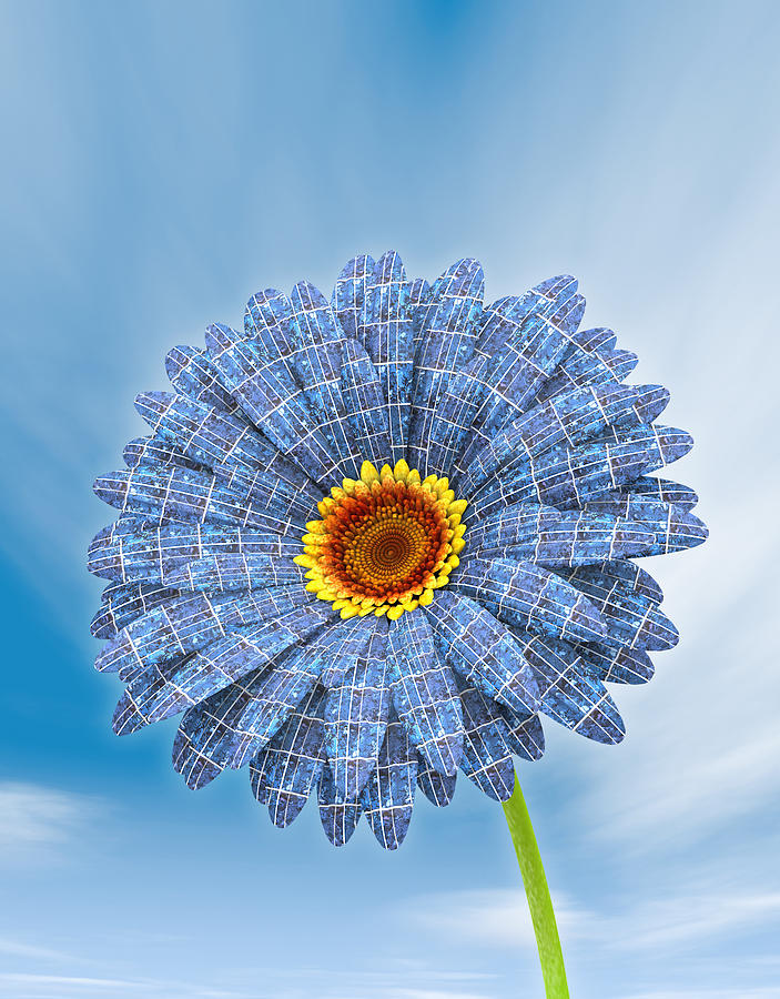 A Flower Made Of Solar Panels On A Sunny Day Photograph by Artpartner-images