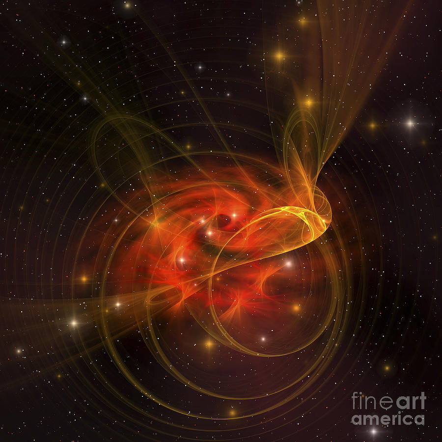 A Galaxy Out In Space Has Reddish Digital Art by Corey Ford