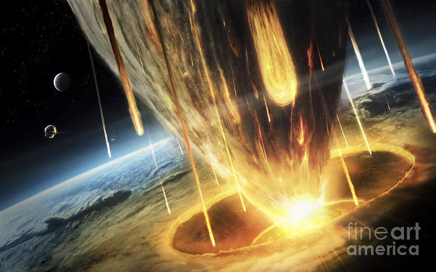 Armageddon Digital Art - A Giant Asteroid Collides by Tobias Roetsch
