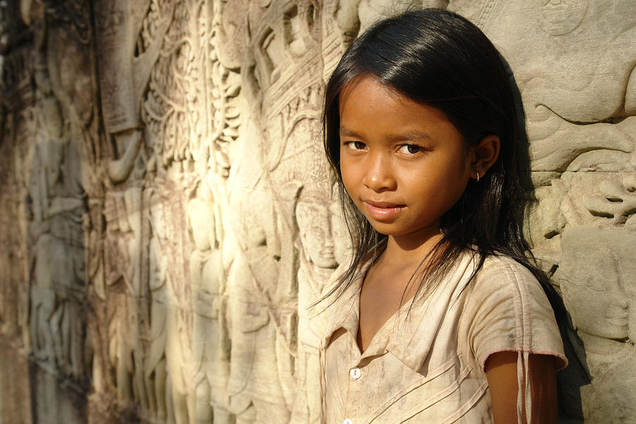 A Girl At Bayon In Cambodia Photograph By Jesadaphorn Free Download