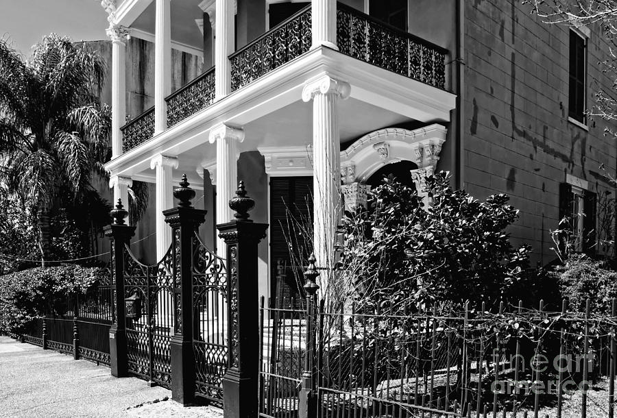 A Greek Revival House on Coliseum Street  New Orleans- black and white Photograph by Kathleen K Parker