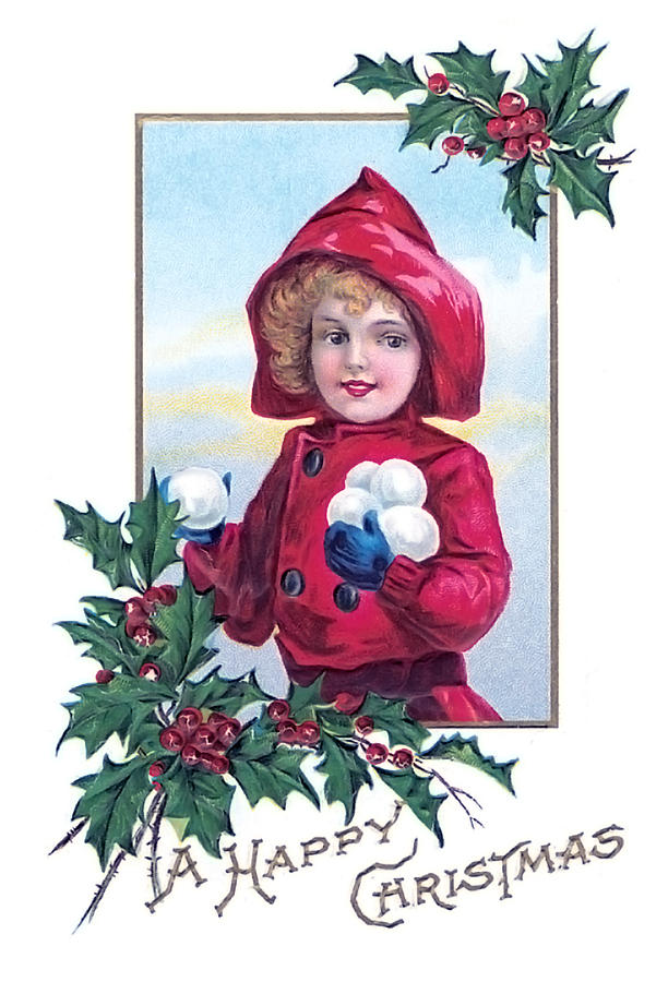 Vintage Painting - A Happy Christmas by Unknown