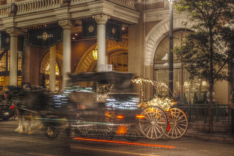 Austin Photograph - A Horse and Carriage at Night in Austin by Jennifer Holcombe