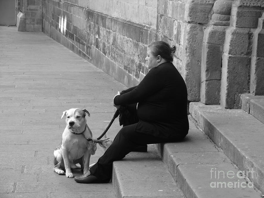 A Lady With Her Dog In Barcelona Photograph by Ana Maria Edulescu