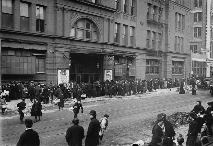 A Large Crowd Of Men And Women Wait Photograph by Everett - Fine Art ...