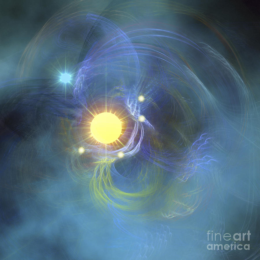 Interstellar Digital Art - A Large Sun Is Veiled By Surrounding by Corey Ford