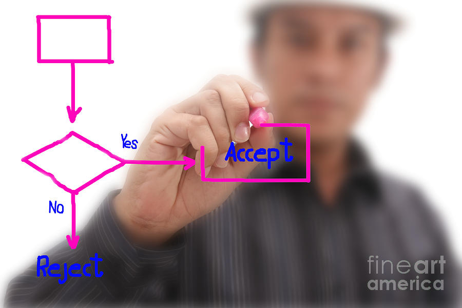 Space Digital Art - A man is writing a flow chart  for analysis by Jomphong Polprasart