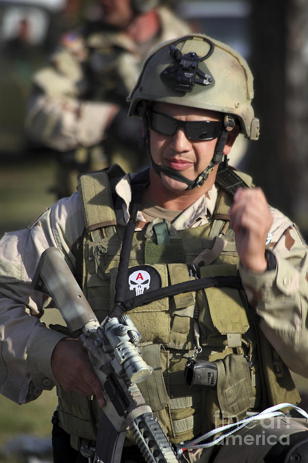 A Military Reserve Navy Seal Gives Photograph by Michael Wood