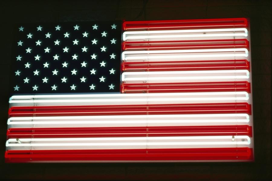 Neon American Flag Wallpaper