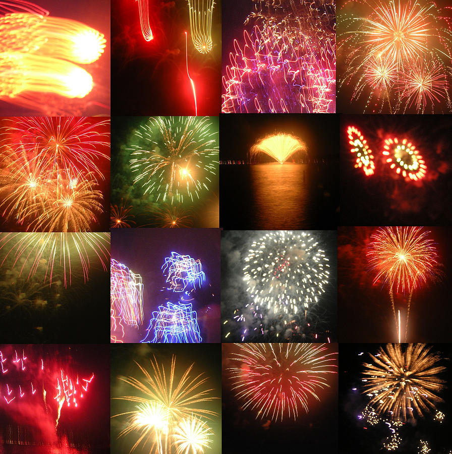Independence Day Photograph - A Night Patchwork of Colorful Fireworks by Jennifer Holcombe