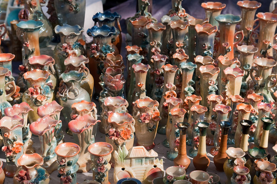 A number of clay vases and figurines at the Surajkund Mela Photograph by Ashish Agarwal