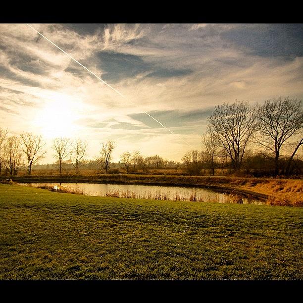 Nature Photograph - A #peaceful Spot.  #pond #water #sky by Aran Ackley