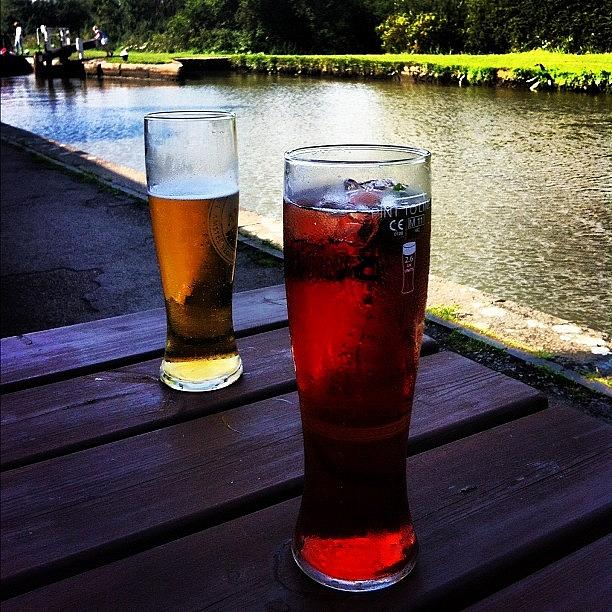 Lager Photograph - A Pint Of Lager & A Pint Of Red Berry & by Jude L