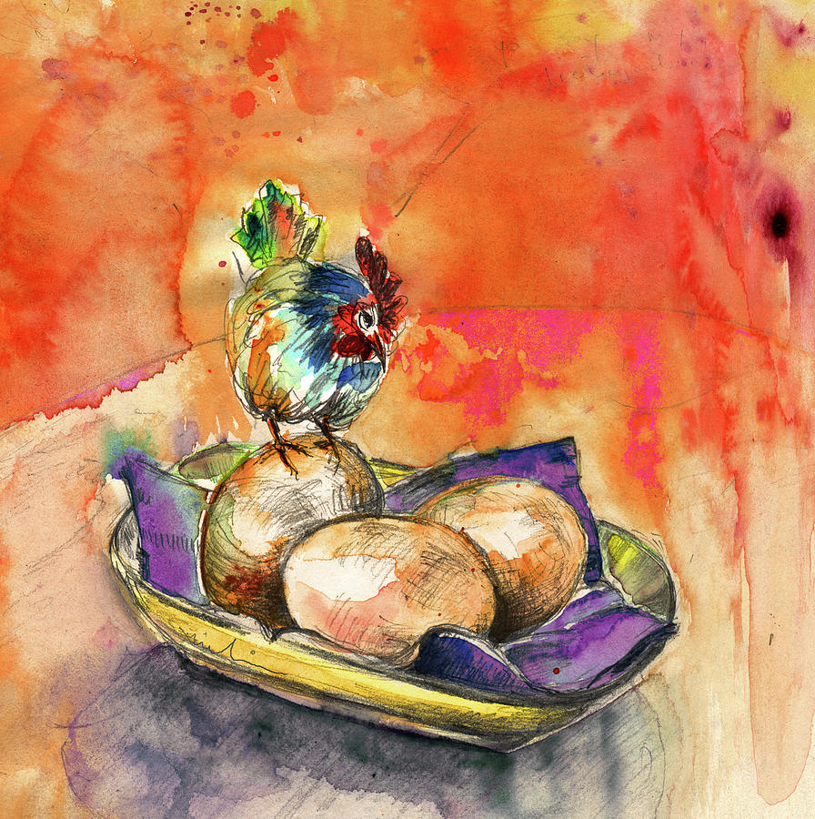 A Proud Chicken Painting by Miki De Goodaboom