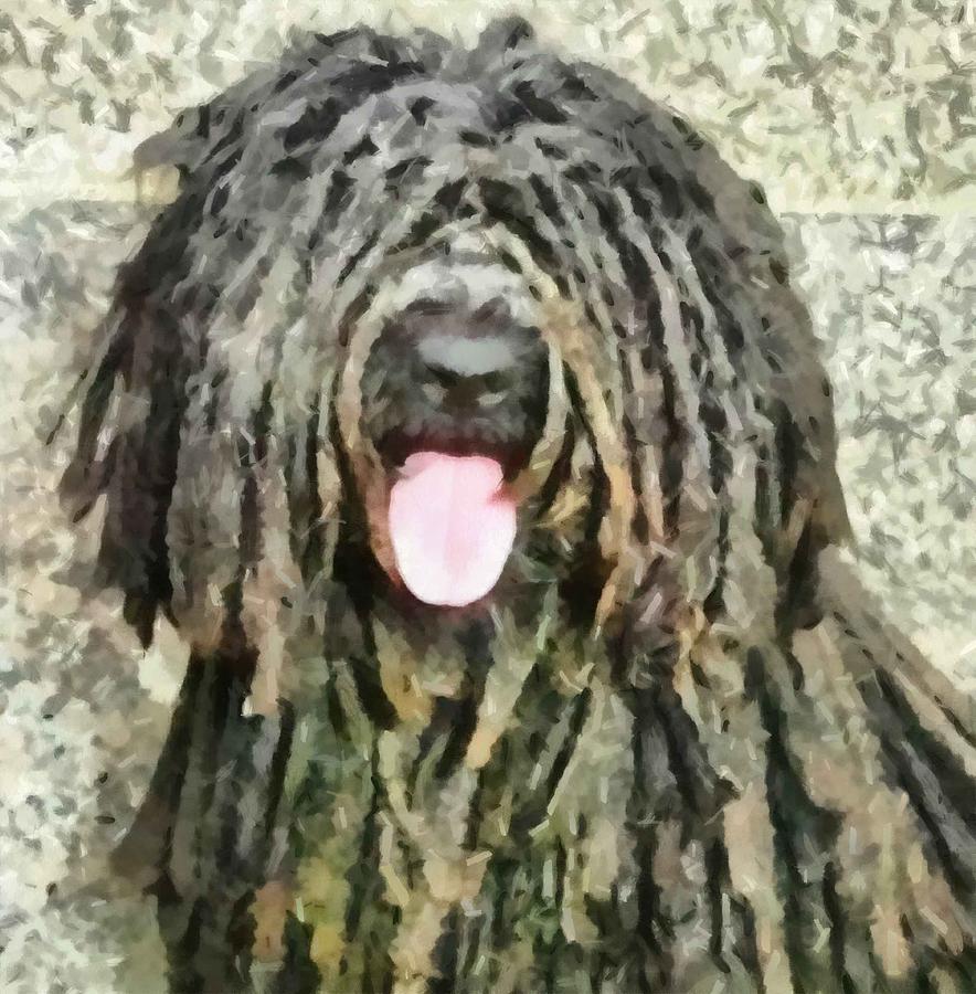 A Puli Named Marley Painting by Doggy Lips