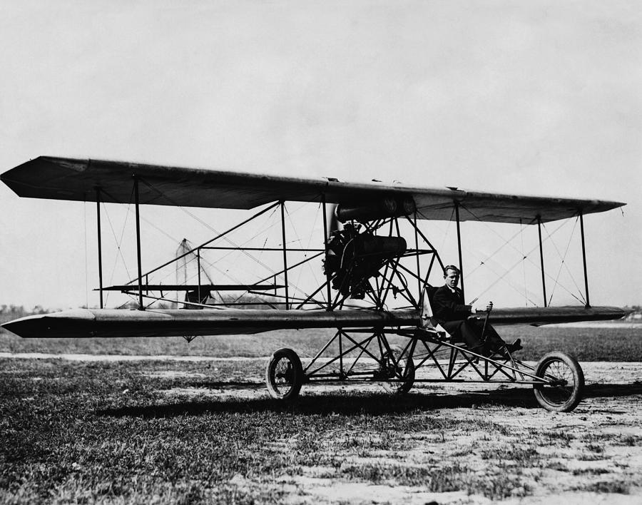Airplane Photograph - A Pusher Airplane, C. 1910 by Everett