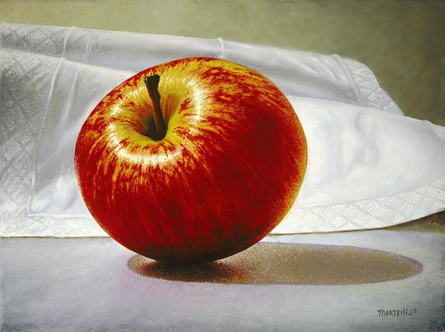 A Red Apple Painting by Matthew Martelli