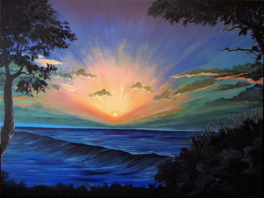 Sunset Painting - A Romantic Evening by Connie Tom