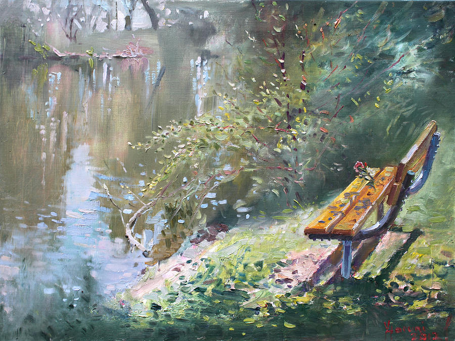 Tree Painting - A rose on the Bench by Ylli Haruni