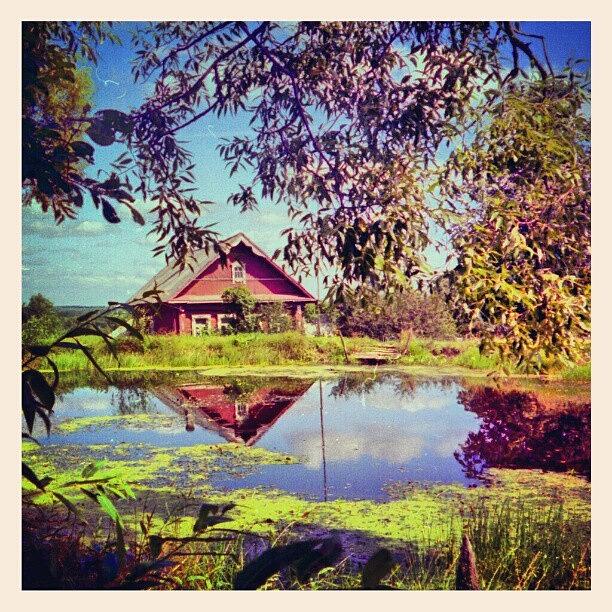 Summer Photograph - A #russian #village #house By A #pond by Linandara Linandara
