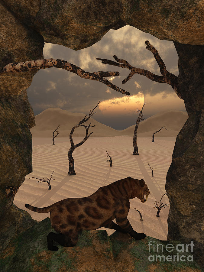Nature Digital Art - A Sabre Tooth Tiger Stands by Mark Stevenson