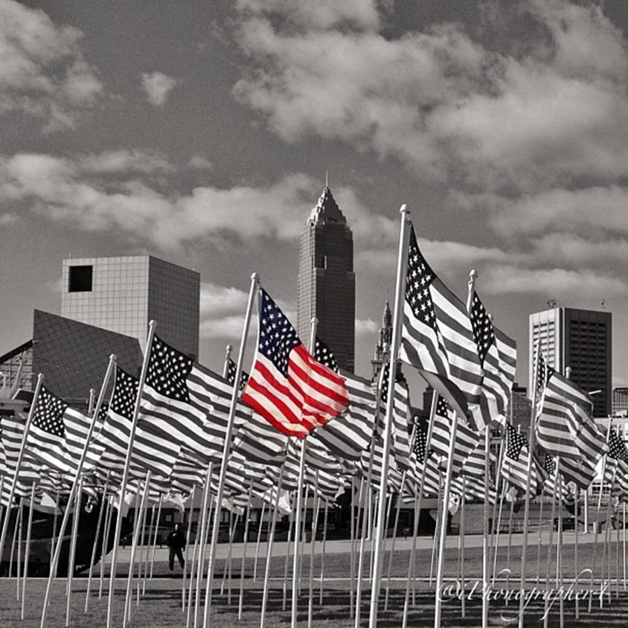 Cleveland Photograph - A Sea Of #flags During #marineweek by Pete Michaud